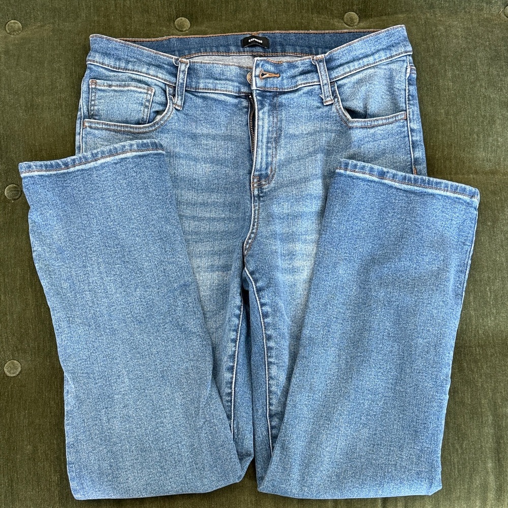 Express Light Blue Straight Leg Jeans